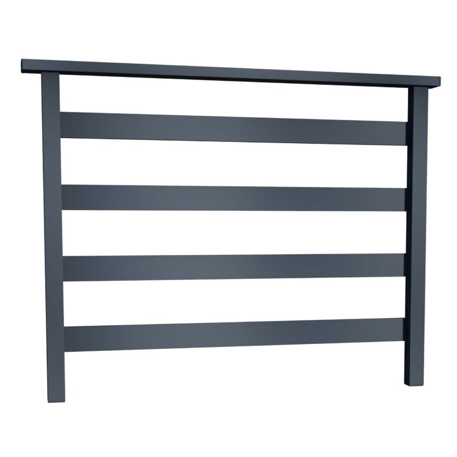 Balkon francuski balustrada zewnętrzna ALUcore Przedni widok nowoczesnej balustrady balkonowej z aluminium, czarna, solidna i trwała - ogrodzenie Metal-Serwis Obrzycko.