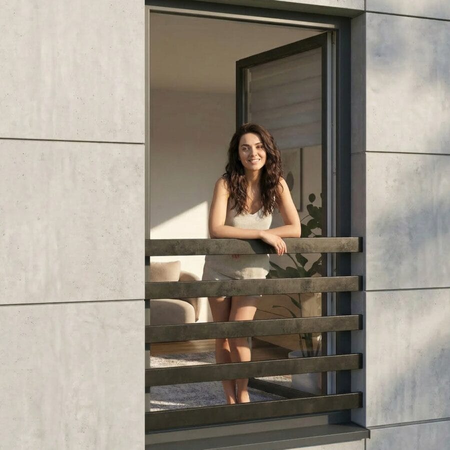 Stwórz tytuł pliku: Balkon francuski balustrada podtynkowa nierdzewna-Metal-Serwis-Obrzycko Balkon francuski z balustradą podtynkową nierdzewną, nowoczesny i solidny, wykonany z wysokiej jakości materiałów - ogrodzenie Metal-Serwis Obrzycko.