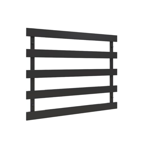 Panel ogrodzeniowy z czarnymi poziomymi deskami, idealny do nowoczesnych systemów ogrodzeniowych.